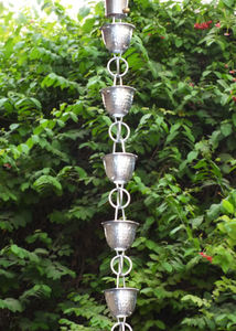 Cadena de Lluvia Plateada para Jardín, Diseño Tradicional Decorativo, Cadena de Lluvia Colgante Hecha a Mano para Interiores y Exteriores - Product Image 4