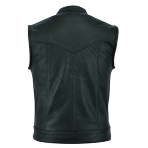 Gilet en cuir de moto pour hommes Protection du corps Nouveau design en cuir de qualité supérieure Gilet en cuir de moto pour hommes Biker Street Bike Fashion Leather Vest - Product Image 2