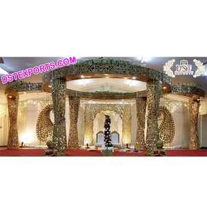 ชุดแมนดา็ปสีทองสำหรับงานแต่งงานอินเดียชุดแมนเด็บไฟเบอร์แกะสลักมหัศจรรย์ของตกแต่งงานแต่งงานอินเดีย - Product Image 1