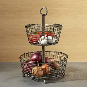 2 tier metall mesh draht Fruit Storage Basket
