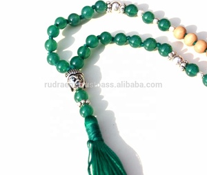 Venta caliente espiritual Japamala Aventurina madera Mala cuentas anudadas borla Mala collar hecho a mano cuentas de oración - Product Image 2