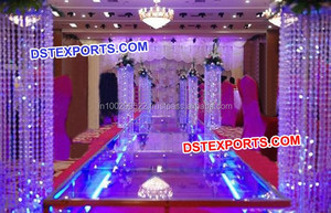 Accesorios de fibra de pavo real para pasarela, decoración de camino de boda, Pedestel de fibra blanca - Product Image 3