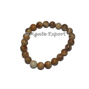 Vente en gros de bracelets jaspe image de pierres précieuses certifiés uniques de 8mm motif de guérison chakra en pierre semi-précieuse - Product Image 1