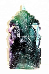 Estatua de Ganesha de fluorita Natural hecha a mano, escultura de cristal religiosa tallada a través de 9 '', patrón de Chakra de altura, Navidad - Product Image 4
