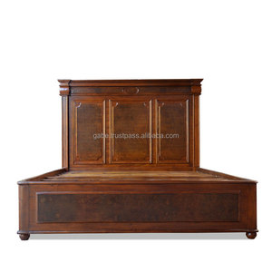 Lit Queen en bois d'acajou massif Design chinois antique pour chambre à coucher Lit superposé en bois de teck pour meubles de maison ou d'appartement - Product Image 2