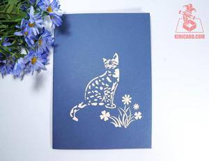 การ์ดวันเกิดรูปสัตว์ การ์ดแมวน่ารักสีเทา งานฝีมือ 3 มิติ การ์ดป๊อปอัพทำจากกระดาษ ผลิตในเวียดนาม ขายส่ง - Product Image 6