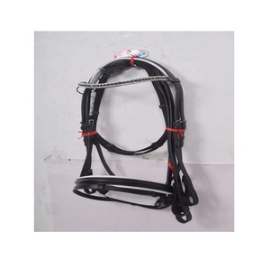 Brida de caballo de cuero negro de primera calidad y estribos de carreras Halter costura elegante Material de PVC deportes occidentales equitación ecuestre - Product Image 1