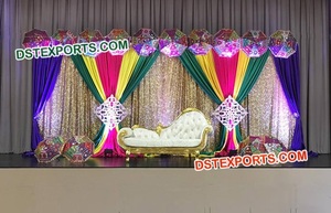 Magnifiques draperies de plafond pour mandap de mariage, toile de fond de scène de mariage personnalisée avec paillettes, rideaux de toile de fond de mariage USA - Product Image 6