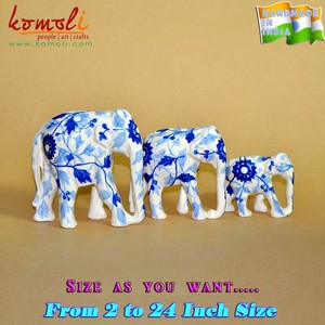 Hand Geschilderd Zwarte Bloemen Olifant Familie Indian <span class=keywords><strong>Kashmir</strong></span> Papier Mache Dieren