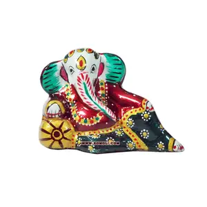 Hadiah Patung Ganesh Logam Meenakari Warna-warni