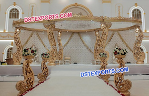 Mandap de madera tallada a mano, último diseño, para boda, con estatua de Ganesha, fabricante indio de Mandap de boda - Product Image 2