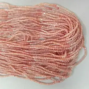 Perles de pierres précieuses en opale rose naturelle à facettes de 2mm, brin, prix d'usine de gros, opales pour la fabrication de bijoux, Bracelet et collier - Product Image 1