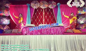Punjabi MIDI mehandi Sangeet การตั้งค่าเวทีสไตล์ punjabi สไตล์ mehandi เวทีพร้อมรูปปั้นมีสไตล์การตกแต่งเวทีแบบทันสมัยในสหราชอาณาจักรสหรัฐอเมริกา - Product Image 4