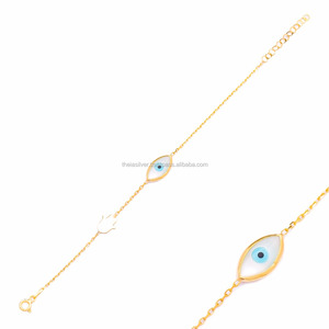 ตาที่มีธรรมดา Hamsa สร้อยข้อมือการออกแบบตุรกีที่ทำด้วยมือขายส่ง925เงินสเตอร์ลิงสร้อยข้อมือขายส่งเครื่องประดับ - Product Image 1