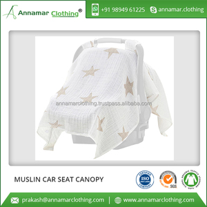 Wholesale Price 100% Organic Cotton Muslin Baby Car Seat Canopy Cover Manufacturer India - Product Image 4