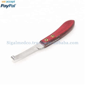 Cuchillo para Pezuñas de Marca Alibaba, Instrumento Veterinario, para Diestros, Acero Inoxidable Japonés 410, Acabado Plateado, Mango de Madera - Product Image 5