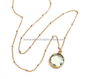 จี้พลอยอเมทิสต์สีเขียวทองจาก Vermeil - Product Image 1