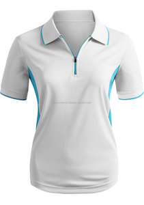 Polo blanc à manches courtes avec fermeture éclair, vêtements actifs pour filles, T-Shirts/chemise de sport, collection - Product Image 2
