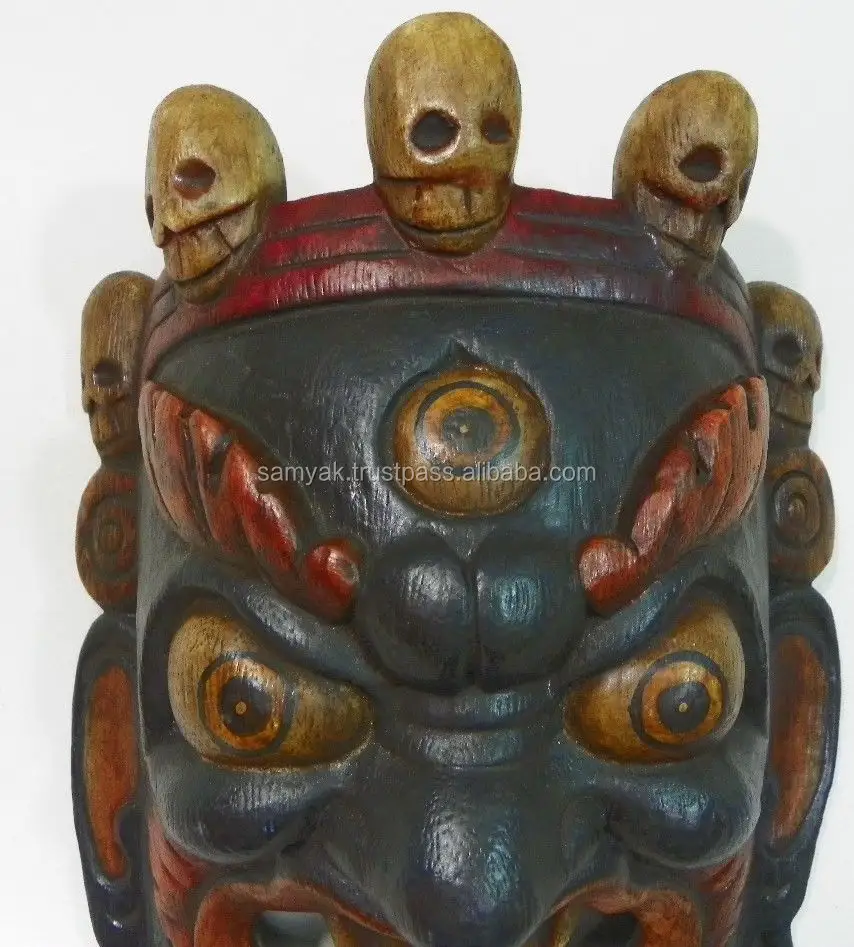 God Bhairab Mahakal maschera In legno artigianale da appendere alla parete |