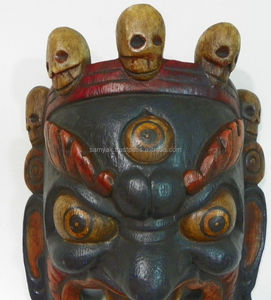 <b>Hand</b>-Crafted Wooden Bhairab Mahakal Wall Hanging Religious Style God <b>Mask</b> Made in Nepal Perfect Gift Set - Product Image 1