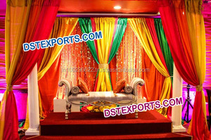 Sillas con diseño de hojas de Metal para novia, sillas de recepción con hojas de Metal para boda india - Product Image 6