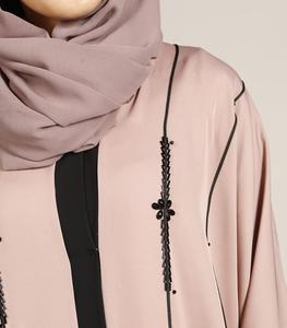 AJM TRADE HOUSE Best Spring 2020 Design Gorgeous Soft <b>pink</b> Abaya with Black Embellishment Very Beautiful Kaftan Shirt <b>Burka</b> - Product Image 2