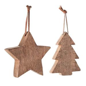 Wooden <b>Tree</b>/<b>Star</b> Hanging Decoration Set of 2 - Product Image 1