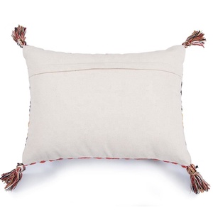 Decorative Indian Pillow Case with added pom pom Custom Design pillow cover with tassel Designer Wholesale Jacquard Pillow cover - Product Image 3