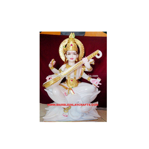 White Makrana Marble Saraswati Statue - Product Image 1