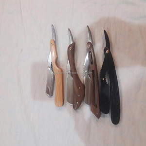 Maquinilla de afeitar de garganta de corte recto profesional de alta calidad, hoja de acero inoxidable, mango de madera para salones de barberos, Navalha Rasoirs - Product Image 1
