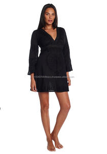 2019 Vintage casuales de Otoño de las mujeres creativa hecha a mano Aari bordado manga corto de playa Bikini túnica Midi vestido - Product Image 3