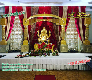 Escenario de boda canadiense grande, instalación de escenario de boda de la realeza India, elegante escenario de recepción con Panel de puerta - Product Image 5