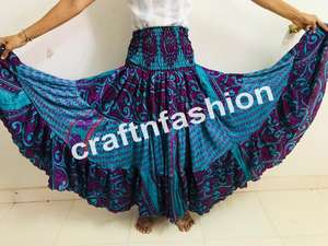 Jupe Longue à Volants de Style Européen - Jupes Longues à Étages en Sari de Soie Indienne - Jupe de Danse du Ventre - Product Image 3