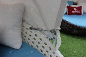 Vòng sang trọng Sun <span class=keywords><strong>Lounger</strong></span> với tán ngoài trời Vườn mây đồ nội thất gỗ khung nhôm PE vải chất liệu cho hồ bơi bãi biển khách sạn - Product Image 4
