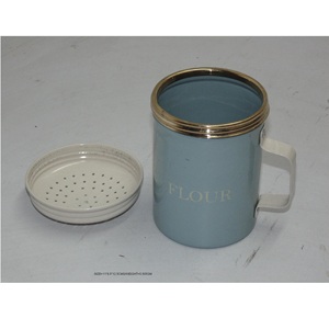 Haute qualité fer métal farine étain conteneur boîtes forme ronde décoratif thermique utilisation avec poignée - Product Image 1