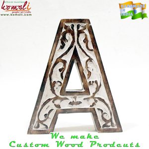 Recortes de alfabeto de madera hechos a mano, diseño personalizado, letras talladas en madera India para decoración de pared, manualidades, señalización, regalos personalizados - Product Image 5