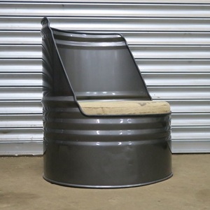 Silla de diseño de tambor de hierro y tela para sala de estar - Product Image 1