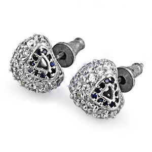 925 pendientes de tuerca de corazón de plata esterlina sólida con tinta Cubic Zirconia diamante y perla en forma de corazón para regalos de boda y fiesta - Product Image 1