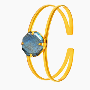 Forme ronde Labradorite Gemstone 925 Sterling Silver Cuff Bangle Jewelry Bracelet à la mode classique pour anniversaire de mariage. - Product Image 2