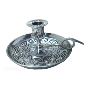 Round Shape Nickle Plated <b>Candlestick</b> Holder Decorative Metal Chamber Stick Small Metal Chamber Stick Chamberstick - Product Image 3