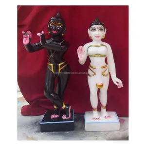 Radha Krishna Black & White Marble Statue