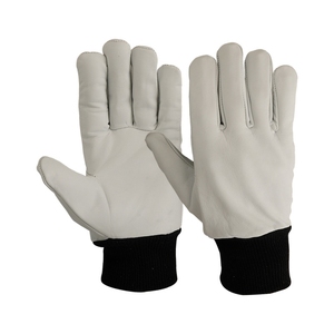 Gants isolés en mousse noire de 10mm vache en cuir fendu pouce tricoté manchette de poignet polaire noire fonction d'écran tactile anti-dérapant - Product Image 4