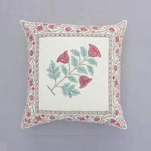 Housse de coussin carrée en coton et lin imprimé floral Butta Hand Block Boho 40X40CM - Product Image 1