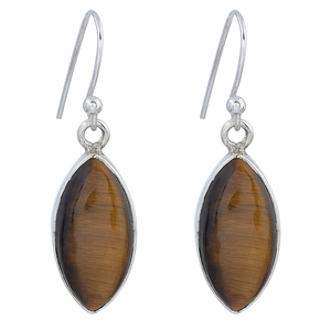 Marquise Shape Tiger Eye Boucles d'oreilles en argent sterling 925 avec fil d'oreille Boucles d'oreilles à la mode plaquées argent pour mariage, fiançailles. - Product Image 1