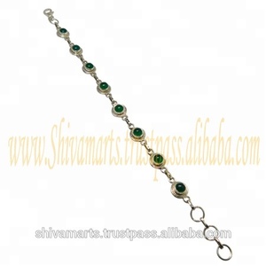 925แฟชั่นล่าสุดสีเงินสเตอร์ลิงสีเขียวโอนิกซ์สร้อยข้อมือชุบทองของขวัญดีไซน์อินฟินิตี้สำหรับการหมั้น - Product Image 3