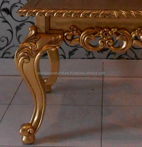 Meuble Table en bois sculpté classique Couleur or antique Style italien - Product Image 4