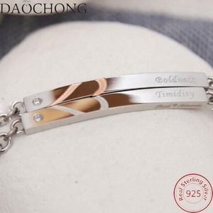 Daochong Tùy Chỉnh Khắc Tình Yêu Mô Hình Và Tên 925 Sterling Bạc Vài Vòng Đeo Tay - Product Image 2