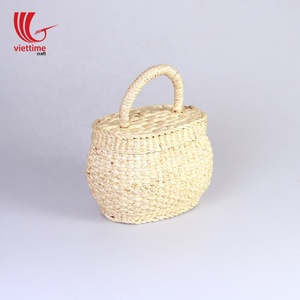 Jacinto de agua con forro de algodón, bolsa de playa de paja hecha de jacinto de agua natural, venta al por mayor - Product Image 5
