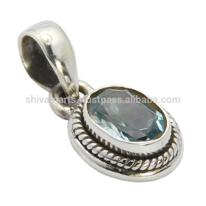 จี้พลอยบุษราคัมธรรมชาติสีฟ้าเครื่องประดับที่ยั่งยืน925แฟชั่นสร้อยคอเงินสเตอร์ลิงจี้เครื่องประดับชั้นดีและเสน่ห์ - Product Image 2