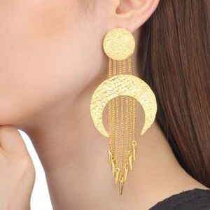 Pendientes con abalorio para mujer, diseño de Luna, dorados, plateados, a la moda, para niñas - Product Image 1